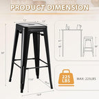 Furmax 30 Inch Metal Bar Stools Set of 4, Counter Height Backless Stools, Industrial Bar Chairs Patio Stool Stackable Backless Stool for Kitchen/Dining Room/Bistro/Patio Indoor Outdoor (Dark Black)
