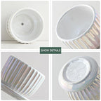 Ton Sin White Plant Pots,Pearl Gold Ceramic Flower Pots 4"+5"+6" Inch Indoor Succulent Pot with Drainage Hole - Decorative Orchid Pots and Herb Pots Set of 3