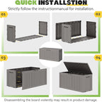 Outdoor Storage Box, Resin Deck Boxes Indoor and outdoor, Waterproof Storage Box Lockable Lid (Grey, 75 Gallon)