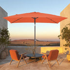 JEAREY 6.5x10 ft Rectangular Patio Umbrellas Rectangle Outdoor Umbrella with Push Button Tilt and Crank, Market Table Umbrella 6 Sturdy Ribs UV Protection for Poolside Garden Backyard Deck, Orange