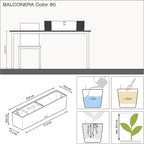 Lechuza 15683 Balconera Color 80 Self-Watering Planter for Indoor and Outdoor Use, 31" x 7" x7", Slate Matte