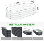 Galvanized Metal Raised Garden Bed Kit for Lightweight Planter Boxes Outdoor with Easy Assembly,4x2x1ft-2PCS Oval Large Galvanized Gardening Raised Bed for Vegetables, Fruits, Flower,Black