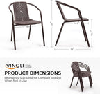 VINGLI PE Rattan Outdoor Dining Chairs Set of 2, Plastic Stackable Patio Chairs for Indoor, Porch, Restaurant, Garden, Brown
