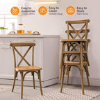 VINGLI Plastic Outdoor Dining Chairs Set of 6, Stackable Patio Farmhouse Brown Dining Chairs with X Back, Waterproof Kitchen & Dining Room Chairs for Indoor-Outdoor, Capacity 400 lbs