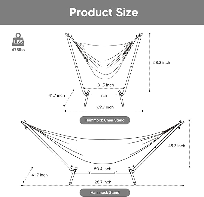 SUNCREAT 2-in-1 Convertible Backyard Fabric Hammock with Stand, Large Hammocks for Outside, Patented, Light Green Stripes