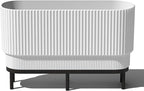 Veradek Demi Series Raised Long Planter for Indoor/Outdoor Use | Made from Plastic & Stone w/Wooden Stand | Modern Patio Décor for Flowers/Shrubs