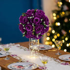 Artificial Rose Flower Balls, Purple Silk, 6 Pack for Centerpieces