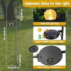 6 Pack Solar Stake Lights Outdoor Decorative Metal Ground Pathway LED Stake Lights Replacement Stakes Built-in Rechargeable Battery for Lawn Patio Yard Outdoor Garden Decor