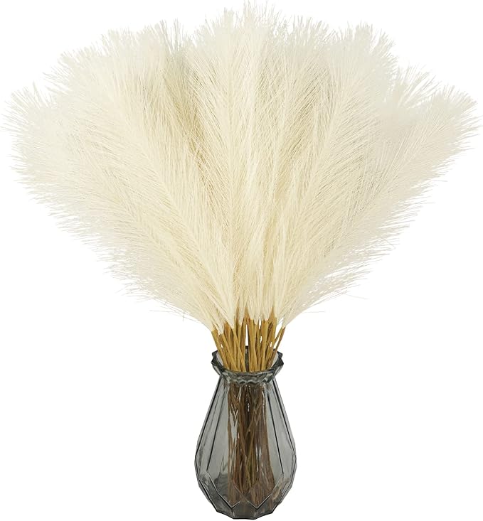 Artificial Pampas Grass Greenery Stems, 50 Pack, 21.6 Inch, Beige