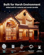 100FT Permanent Outdoor Lights, RGB LED Eaves Lights with IP67 Waterproof, Smart App Remote Control, Music Sync, for Christmas, Holiday Decorations