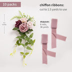 Artificial Flowers Set of 10 Mauve Rose Pew Decorations, 5.5-Inch