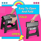 Delxo Folding Step Stool,11 Inch Non-Slip Foldable Step Stools for Kids and Adults,Portable Foldable Step Stool Lightweight Small Folding Stool with Handle for Kitchen Bathroom in Black,1 Pack
