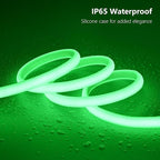 AC 110V COB LED Strip Lights Outdoor Waterproof 65.6ft, Green Super Bright 200W LED Rope Light, IP65 Flexible Cuttable, for Bedroom Garden Commercial House Gaming Room Decor
