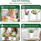 4 inch Self Watering Pots for Indoor Plants, 5 Pack Small Flower Plant Pots with Drainage Holes and Clear Reservoirs, Visible Water Level, Plastic Planters with Wicking Rope, White