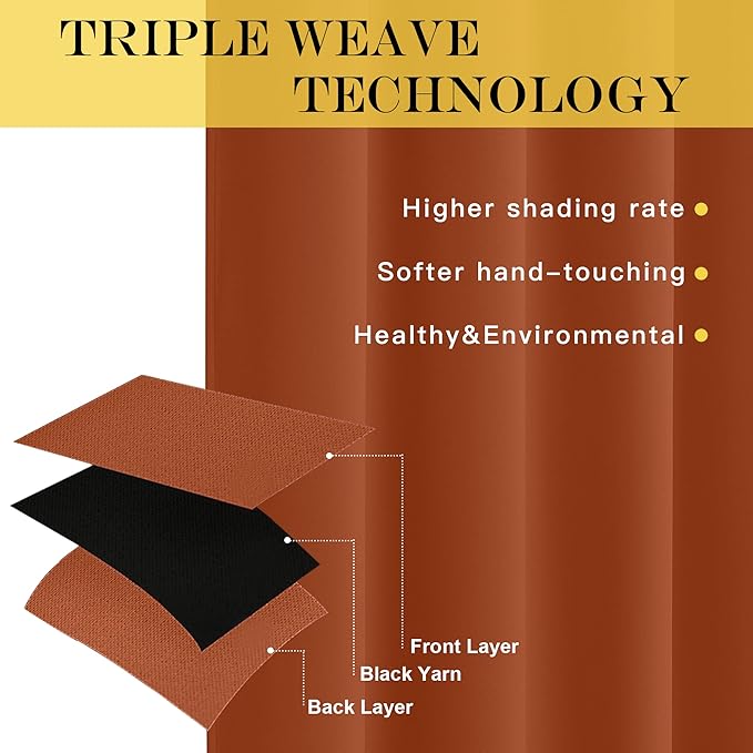 NICETOWN Blackout Drapery Curtain Panel 90 inches Long - Window Treatment Thermal Insulated Grommet Blackout Curtain/Drape for Bedroom Living Room (Burnt Orange, 1 Panel, 46 by 90 inches)