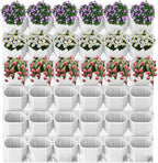 36 Pockets Living Wall Planter Indoor, Self Watering Wall Hanging Planters for Outdoor Plants Stackable, Cascading Vertical Planter Garden (36 planters White)