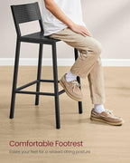VASAGLE Bar Stool Set of 2, Bar Chairs for Kitchen, Dining Room, Industrial, Charcoal Gray and Black ULBC070B22