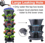 GameXcel Vertical Planter 7 Tier Stackable Planters Garden Planters Strawberry Herb Flower and Vegetable Planter Indoor Outdoor Gardening Pots with Removable Wheels and Tools - Dark Gray