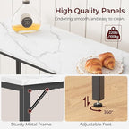 Narrow Bar Table, 63-Inch Pub Table for Dining Room, Counter Bar Tables with Sturdy Metal Frame, Connectable Bar Table, Multifunctional Console Table, Marble and Black BTHM1601