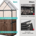 Storage Shed with Metal Frame, 3 Adjustable Shelves, Dark Brown