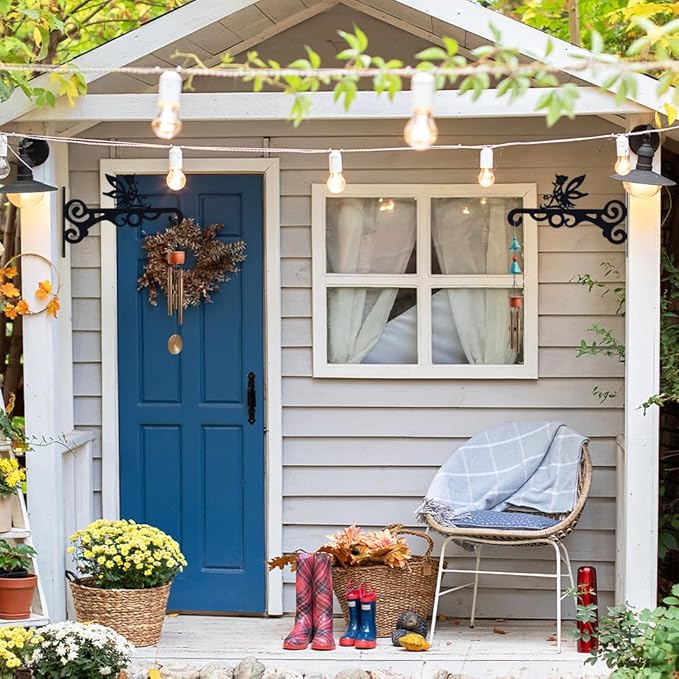 hogardeck Plant Hangers Outdoor Decor, 2 Pack 10” Metal Hanging Plant Bracket with Fairy for Garden Patio Yard Decor, Anti Rust Plant Hooks for Hanging Plants, Bird Feeder, Wind Chime, Lantern