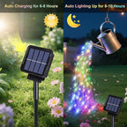 ZNYCYE Solar Waterfall Fairy Bunch Lights Outdoor Waterproof 200LEDs 8 Modes Watering Can Light, Multi-Colored Solar Powered String Lights Firefly Vine Christmas Tree Garden Decorations Gifts for Mom