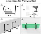 Y&M Adjustable Planter Brackets (6 to 12.5 in), Heavy Duty Iron Window Box Mounting Hooks for Balcony, Fences, Patio, Garden - Black