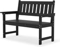 LUE BONA Outdoor Bench, 2-Person HDPS Garden Bench, Outdoor Benches Weatherproof, All-Weather Fade/Rot Resistant Patio Bench for Park, Front Porch, Backyard (Black)