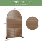 Casaphoria 72" H x 47" W Arched Metal Privacy Screen - Elegant Freestanding Outdoor Screen for Deck, Patio & Balcony - Versatile Decorative Privacy Panels for Home & Garden Use (Brown-Louvered)