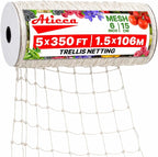 Trellis Netting 5 x 350 ft Heavy Duty Polyester Plant Support Netting White - 6 Inch Garden Rope Trellis on Roll - Mesh Twine for Growing Vine Climbing Plants, Flowers, Peas, and Tomatoes