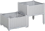 Outsunny 2 Piece Raised Garden Bed with Legs, Planter Box Raised Bed to Grow Flowers, Herbs & Vegetables, Gray