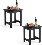 LUE BONA Outdoor Side Table Set of 2, HDPS Small Outdoor Table, Adirondack Side Table, Outside End Table for Patio, Porch, Deck, Pool, Weather Resistant/Easy Maintenance/Indoor or Outside Use, Black