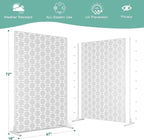 Decorative Fence Panels, White Metal Privacy Screen 72 x 47 In