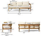 Brooklyn Outdoor 3 Seater Sofa with Cushions - Acacia Wood - Teak/Beige
