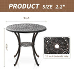 31" Round Patio Dining Table with Umbrella Hole, Cast Aluminum Bistro Table Outdoor Side Table for Backyard, Garden, Patio, Porch