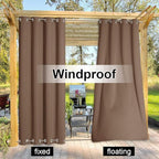 NICETOWN Outdoor Curtain Grommet Top and Bottom, Thermal Insulated Keeps The Rain Out Versatile Vertical Drape, Blackout Heavy Weight Wind Break Outdoor Drapery (52 by 108 inches,1 Piece, Tan-Khaki)
