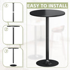 Flamaker Round Bistro Pub Table Modern Style Metal Base MDF Top Cocktail Bar Table Counter Bar Height for Pub, Dining Room, Party (1, Full Black)