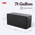 Keter Marvel Plus 71 Gallon Resin Outdoor Storage Box for Patio, Balcony & Garden – Weather‑Resistant Deck Box for Cushions, Pillows, Pool Floats & Tools, Dark Grey