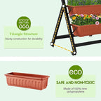 Homdox 5-Tier Elevated Garden Bed- Freestanding Vertical Raised Bed for Gardening, 5 Garden Planter Boxes and 5 Hooks, Perfect to Grow Vegetables Herbs Flowers Indoor(Brick Red)