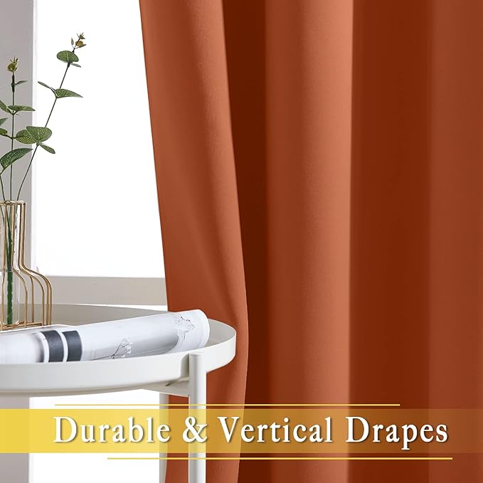 NICETOWN Blackout Curtains 84 Inch Length, Thermal Insulated Curtains for Bedroom Grommet Energy Saving Room Darkening Drapes for Living Room Window, 1 Panel, Burnt Orange, 66" W x 102" L
