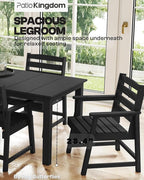 5-Piece Black Outdoor Dining Set for 4, 75.2'' HDPE Table with Umbrella Hole & Chairs, Weather-Resistant Patio Furniture for Garden, Lawn, or Poolside