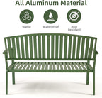 Outdoor Bench Weatherproof Aluminum Patio Garden Bench, Patio Loveseat for Porch Garden Lawn Backyard Park Balcony (Green)
