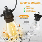 100FT LED Outdoor String Lights, Commercial Grade Patio Lights with 30+2 Shatterproof S14 Edison Vintage Bulb for Outside Backyard Porch Balcony Party Cafe Decor