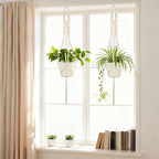 Mkono 2 Packs 43 Inch Macrame Plant Hanger Large for up to 12 Inch Pot Extra Long Hanging Plant Holder Hanging Planter Basket for Indoor Outdoor Boho Home Decor(POTS NOT Included)