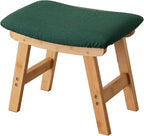 Foot Stool,Ottoman,Bamboo Small Sofa Foot Rest Under Desk,Extra Seating for Living Room, Bedroom and Kitchen (Natural Stool Legs - Green Surface)