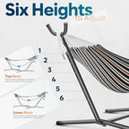 Hammock with Stand for Outside, 600lbs Portable Hammock with Carrying Bag for 2-Person Outside Patio, Heavy Duty, Easy Assembly