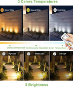 CLY 6 in 1 Solar Spotlights Landscape Outdoor Garden, Solar Spotlights IP66 Waterproof Landscape Lighting with Remote 18M Cable for Garden, Lawn, Patio, 2700K/4000K/6500K