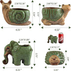 Small Succulent Pots with Drainage, Indoor/Outdoor Ceramic Animal Planter, Cute Cactus/Bonsai Small Flower Pots for Home Decor and Office Desk Decoration, A Set of 4 Pieces is Suitable as A Gift