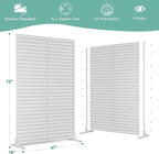 Decorative Fence Privacy Screen, White Louvered Metal, 72 x 47 In