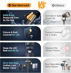 Gardenreet Landscape Spotlights Low Voltage - Brass Outdoor Uplight LED 12V, Wired Spot Lights IP65 Waterproof, Antique Bronze for Exterior Garden Yard Tree House with 5W 2700K Warm White MR16 Bulb